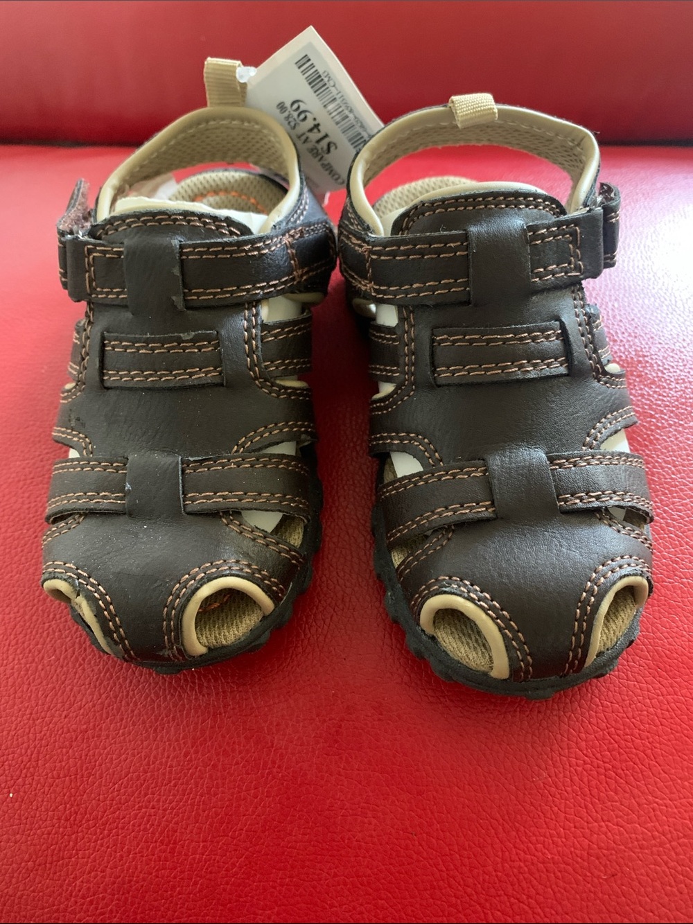Carter's Brown Leather-Look Fisherman Sandals